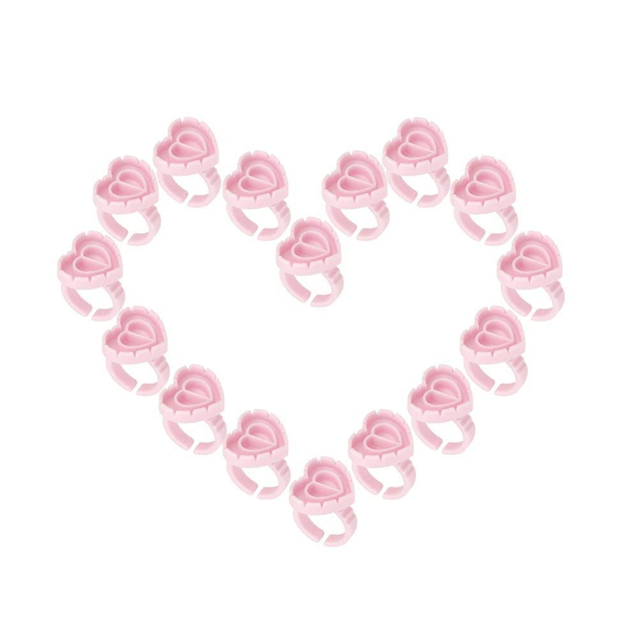 Heart Glue Rings, Pink heart glue rings, Volume glue rings, Fanning glue rings, Glue rings for volume lashes, Pink glue rings, Fanning volume glue rings, Pack of glue rings