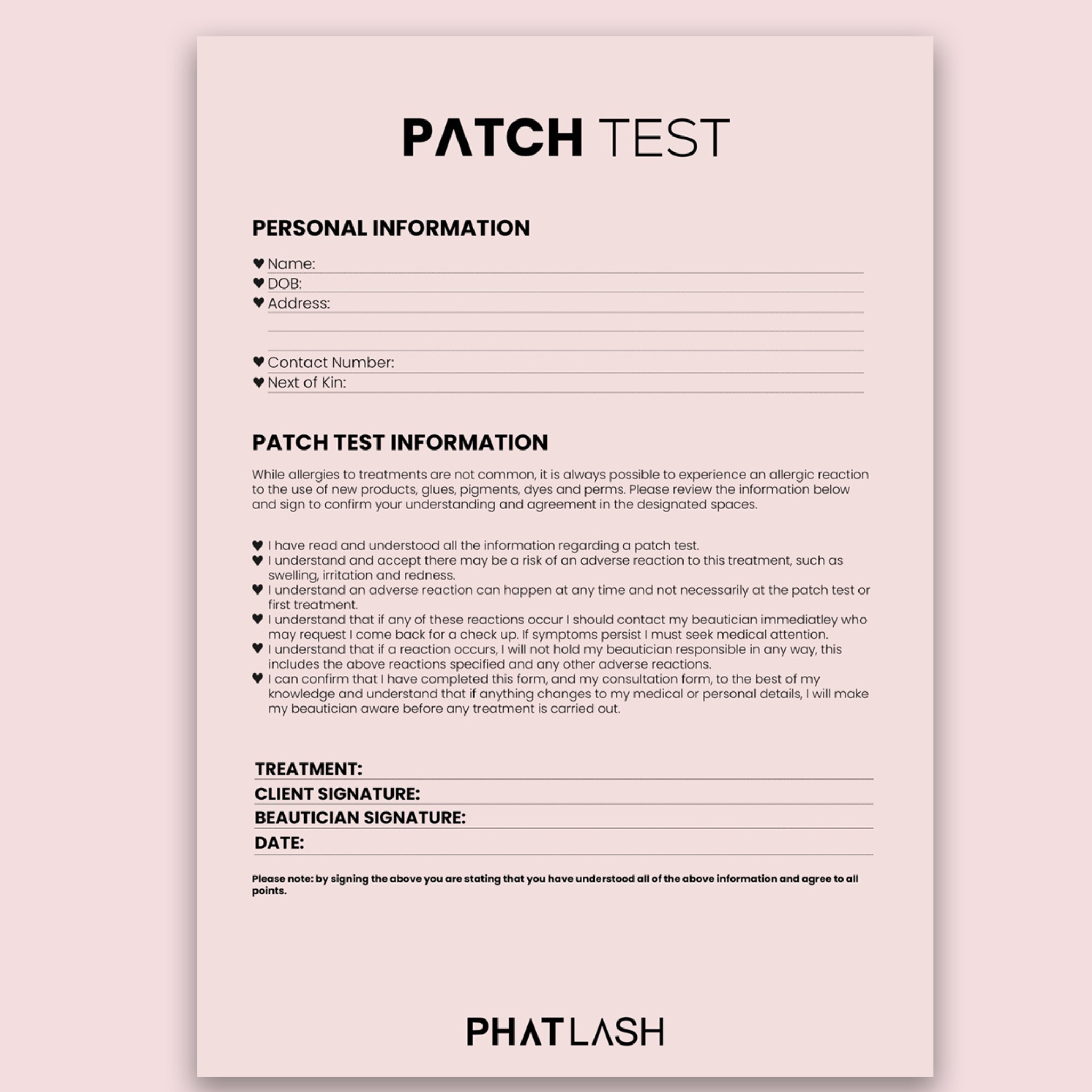 patch test general form