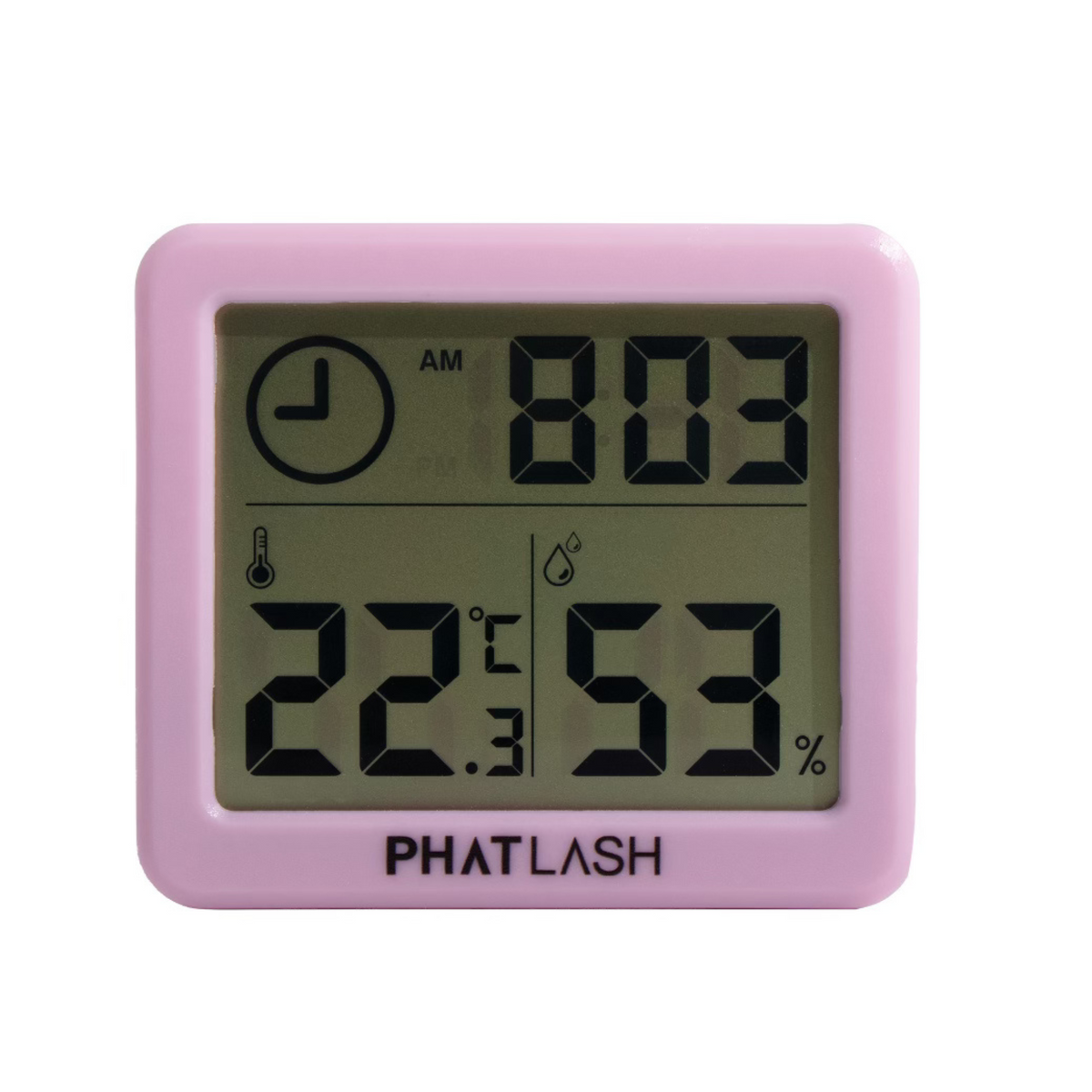 PINK HYGROMETER- TIME/TEMPERATURE/HUMIDITY READER – PHAT LASH UK