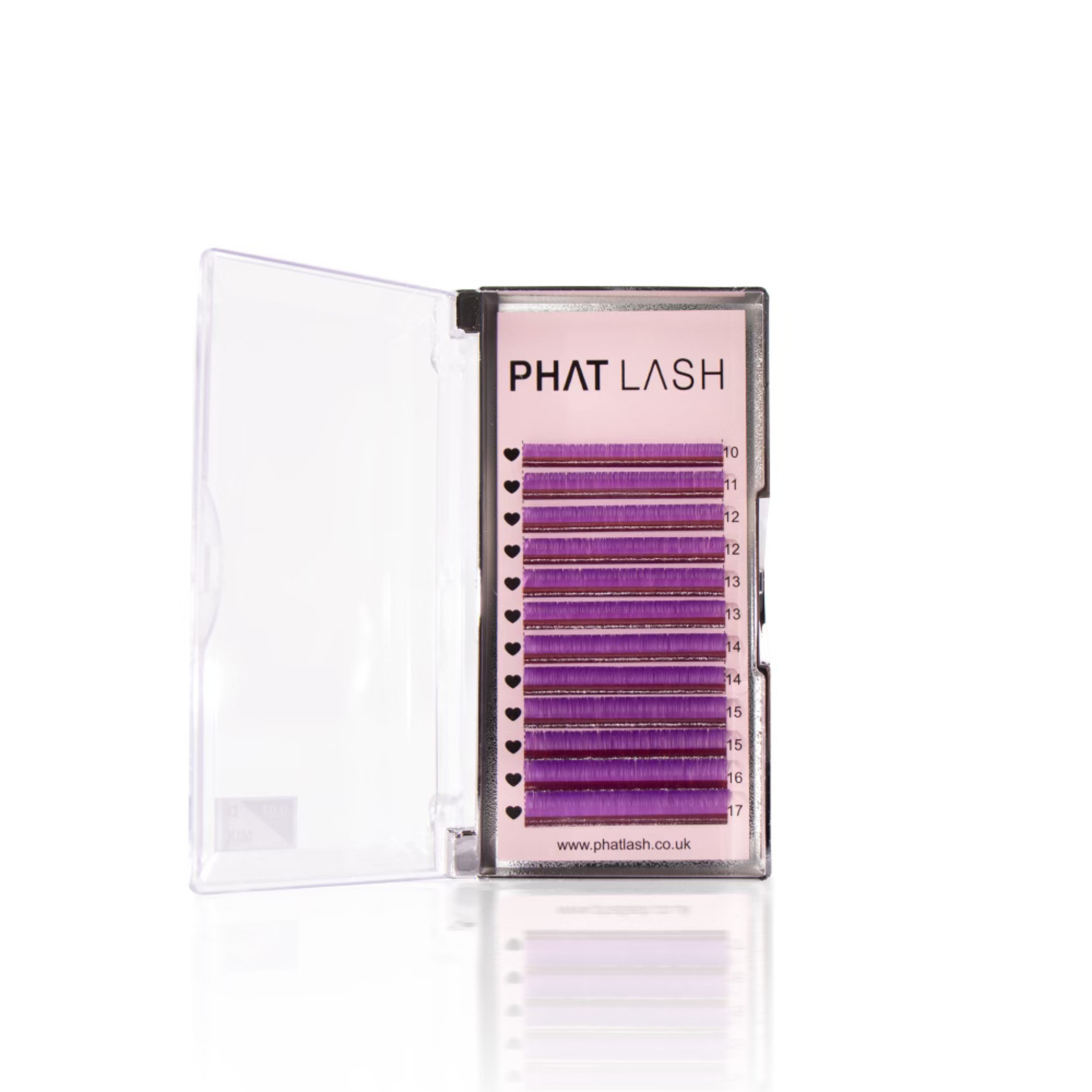 colourful lashes, coloured lashes, coloured lash trays, purple lash extensions, eyelash colour, mix lashes, UK Lash, red lashes