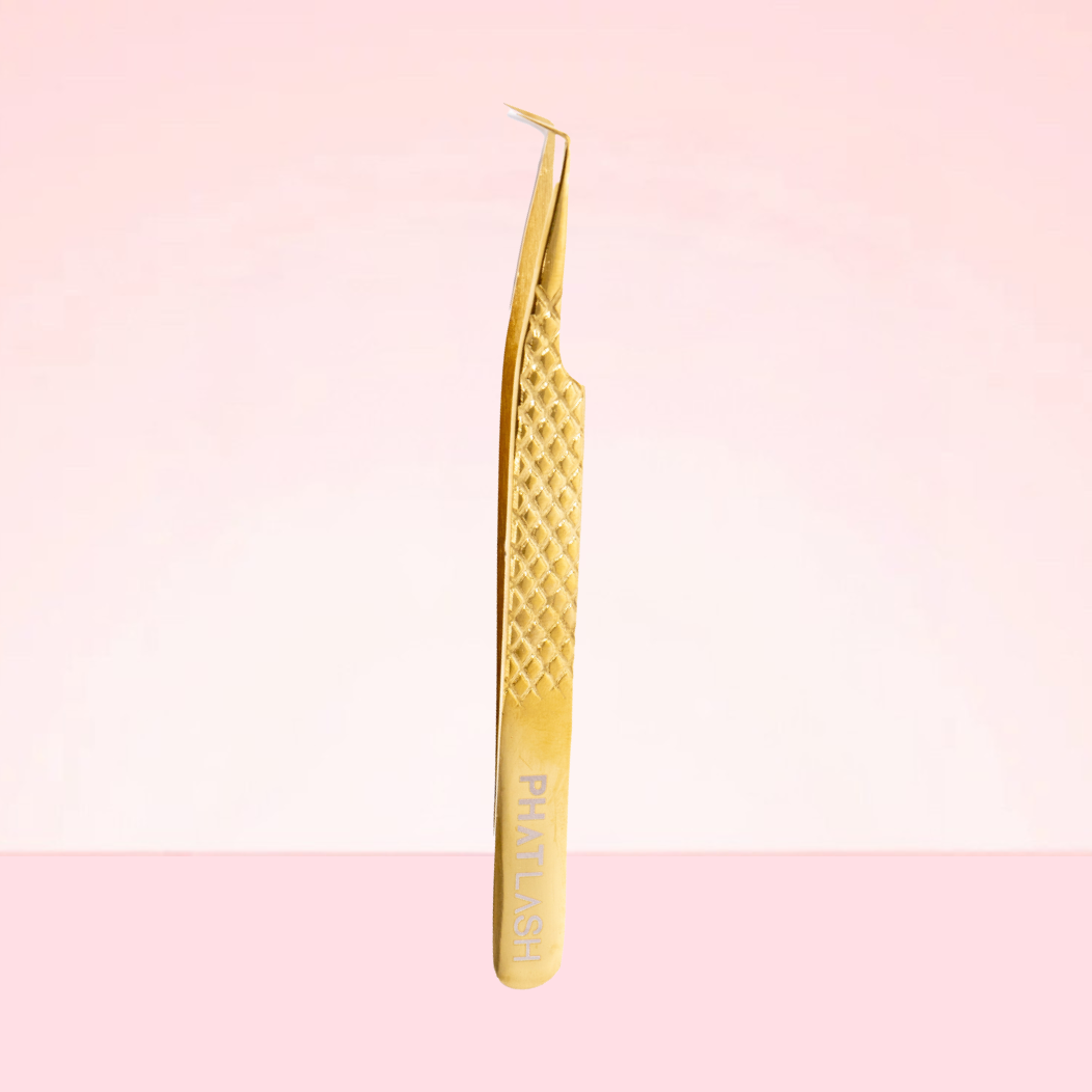GOLD 90 DEGREE FIBRE TIP TWEEZER