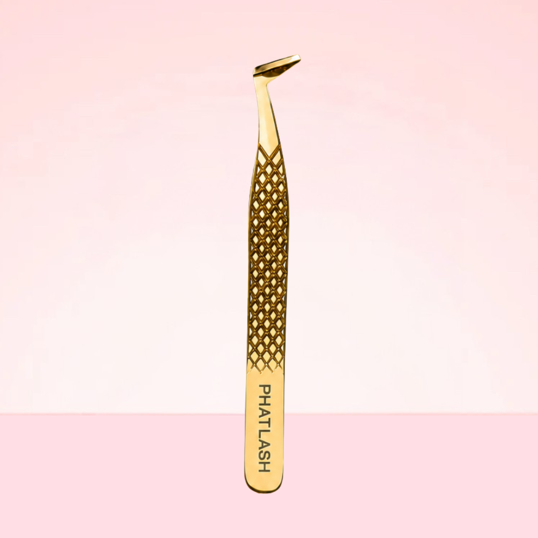 GOLD ANGLED FIBRE TIP TWEEZER