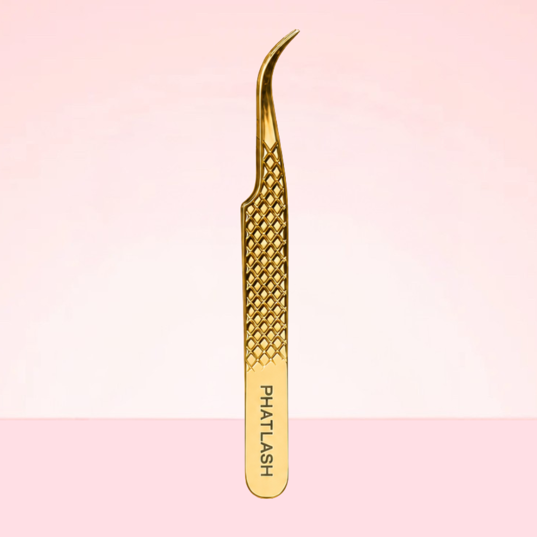 CURVED GOLD FIBRE TIP TWEEZER