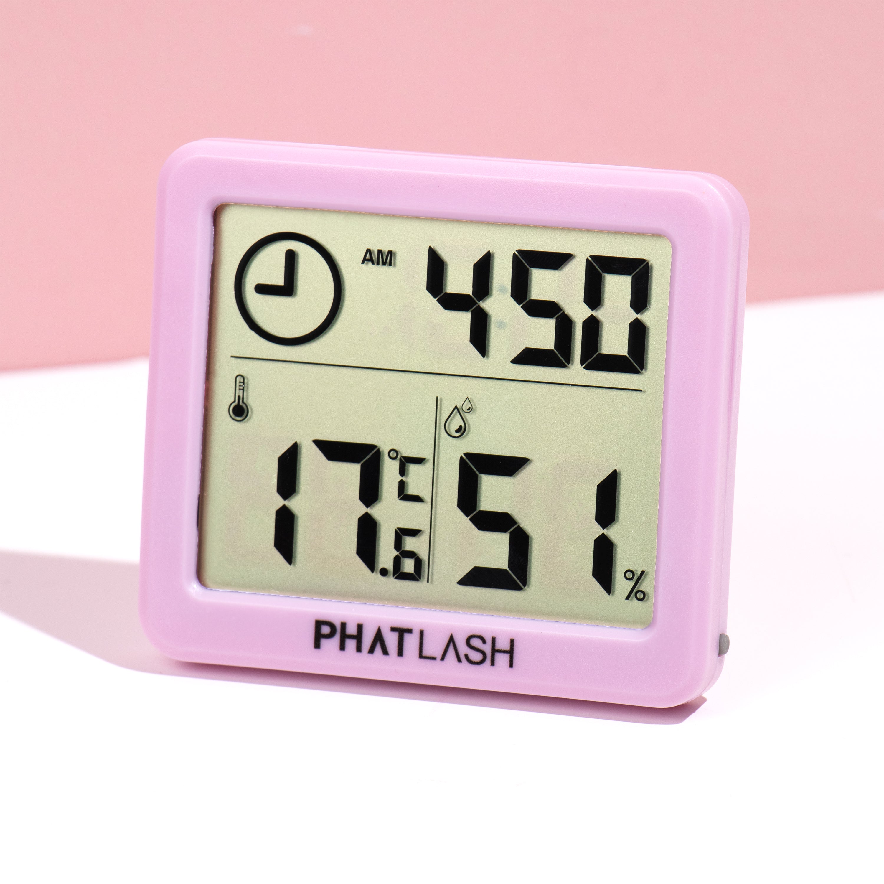 PINK HYGROMETER- TIME/TEMPERATURE/HUMIDITY READER