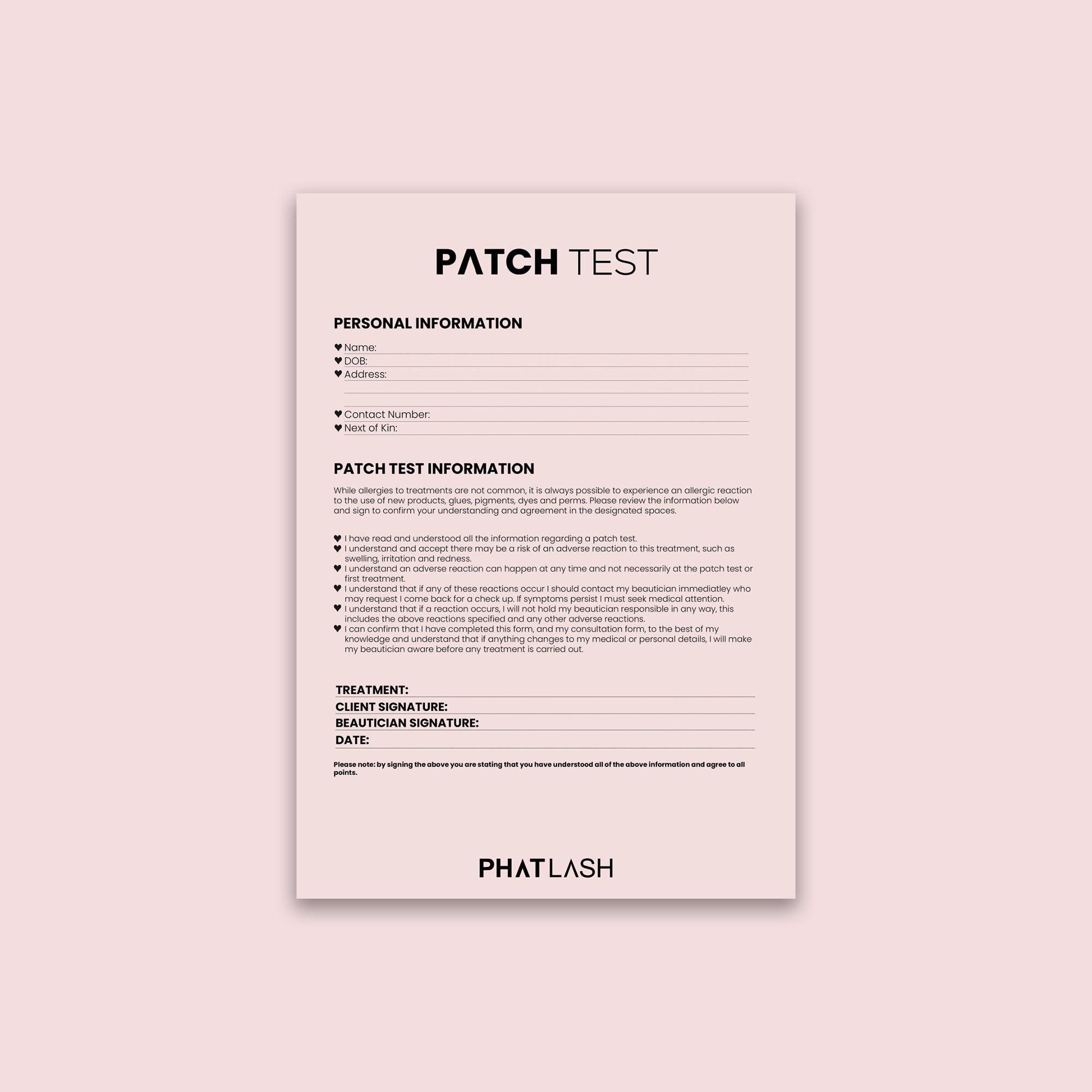 PATCH TEST GENERAL FORM